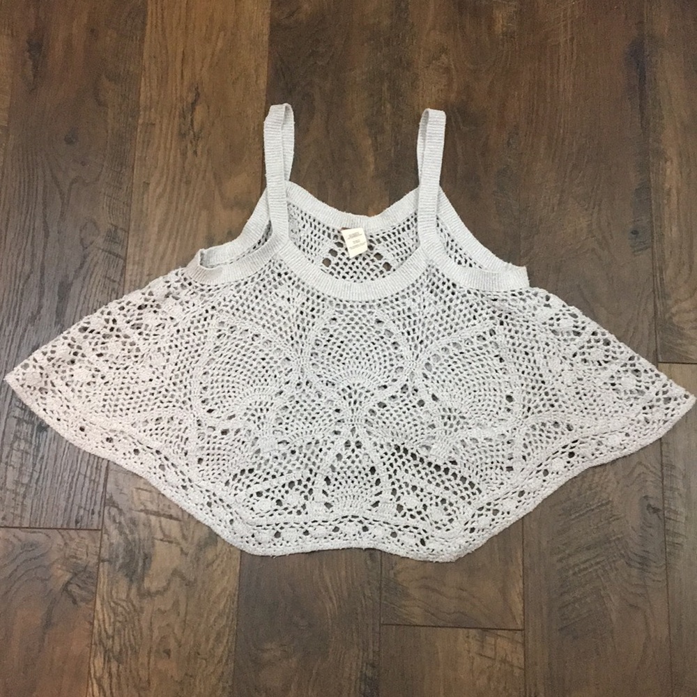 Free People gray crochet cropped tank